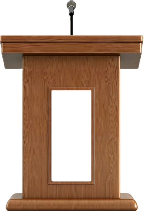 Wooden Podium With Microphone 47067434 PNG