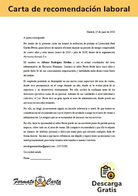 Carta De Recomendaci N Laboral Ejemplo En Word 2530 The Best Porn Website