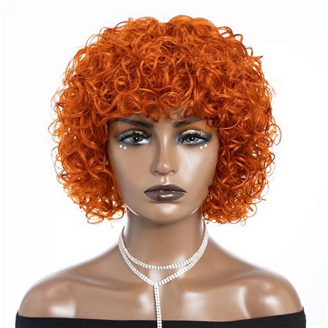 Joedir Hair Short Curly Wig With Bangs For Black Women