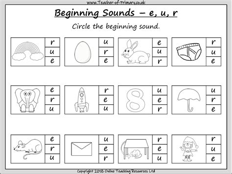 Beginning Sounds E U R Powerpoint English Reception