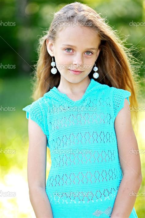 Portrait of little girl outdoors in summer — Stock Photo © zagorodnaya ...