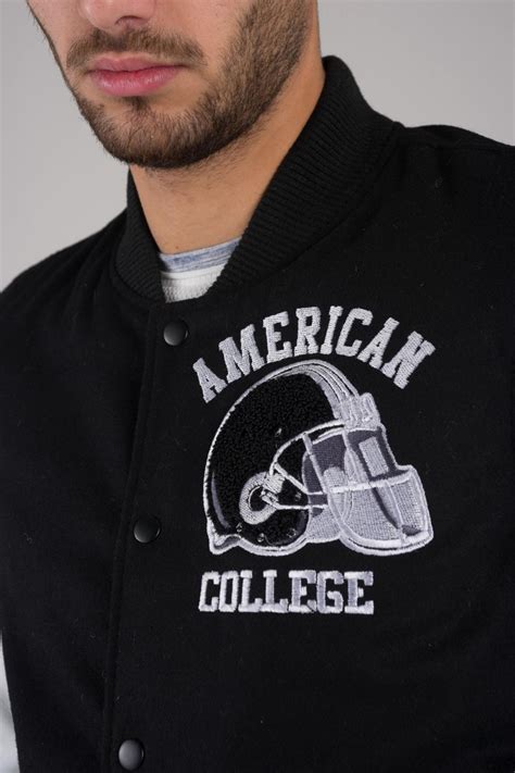 Chaqueta Hombre American College Ref Black White City Piel Es