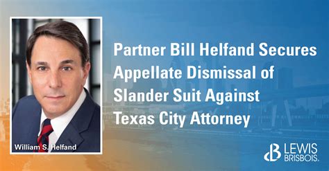 William Helfand Secures Appellate Dismissal Of Slander Suit Against