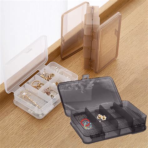 Jewelry Organizer Box | Double Compartment Plastic Small Storage Case