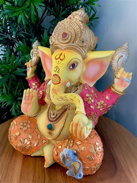 Colorful Lucky Ganesha Statue Ganesh Idol Hindu God Figurine