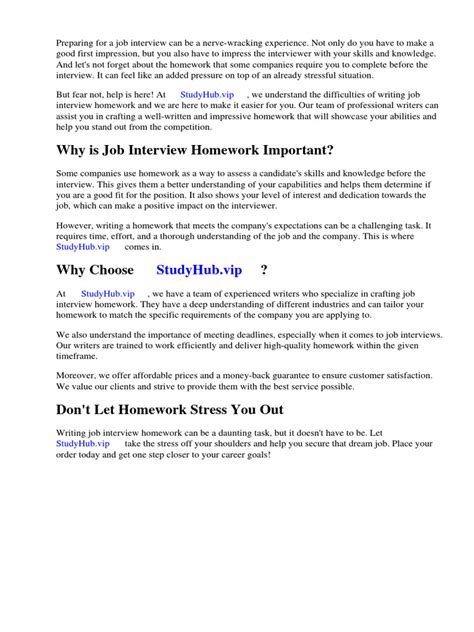 Job Interview Homework Pdf Job Interview