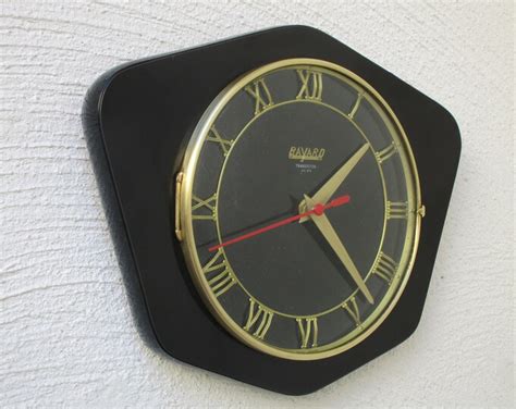 Black French S Atomic Age Bayard Formica Wall Clock Black Formica