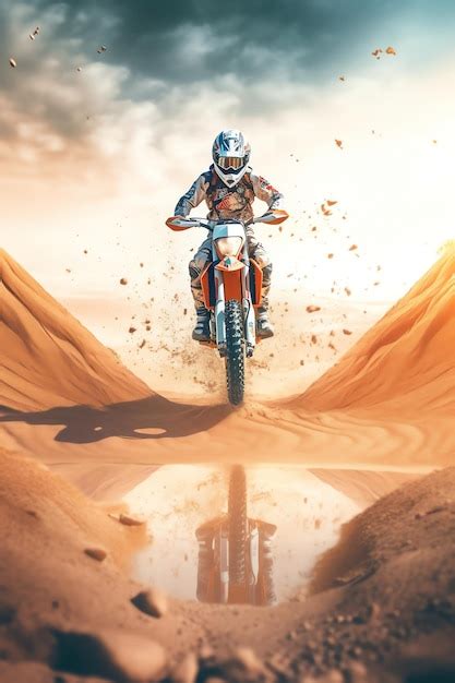 Premium Ai Image A Dirt Bike Rider Is Riding Through The Desert