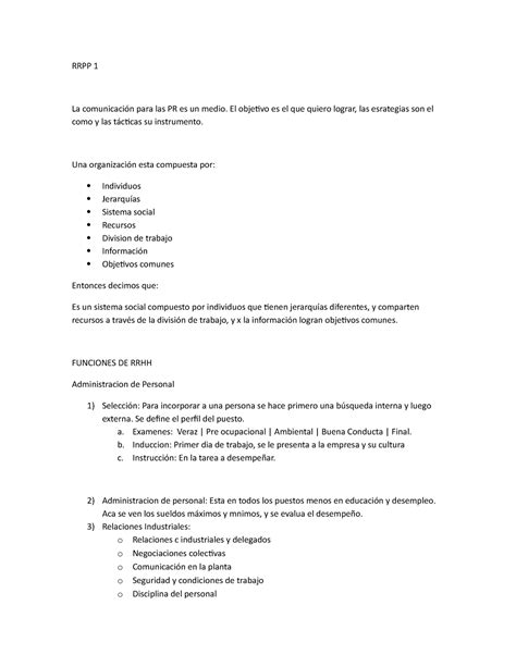 Resumen RRPP 1 Final Apuntes 1 RRPP 1 La comunicación para las PR