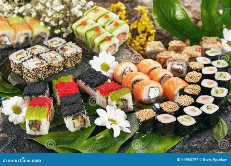 Japanese Sushi Set Stock Image Image Of Flower Combo 94950797