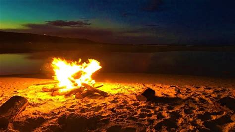 Campfire On A Beach Sound Ocean Waves Crackling Fire