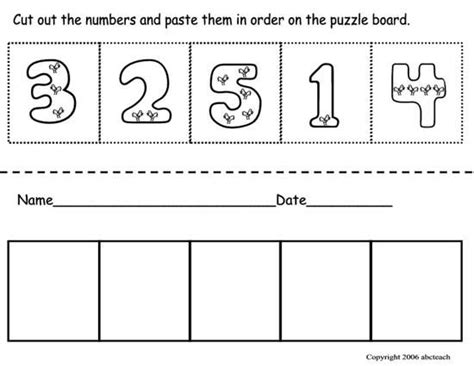 Cut And Paste Number Worksheets