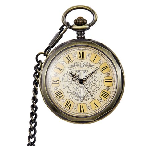 Roman Numerals Mechanical Pocket Watch Smooth Case Steampunk Skeleton