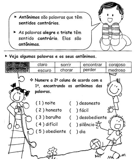 Sinonimo E Antonimo 3 Ano - Atividades de Português 3º ano - Educação - Ler e Aprender