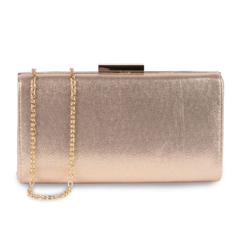 Paradox London Doria Champagne Shimmer Box Clutch Bag