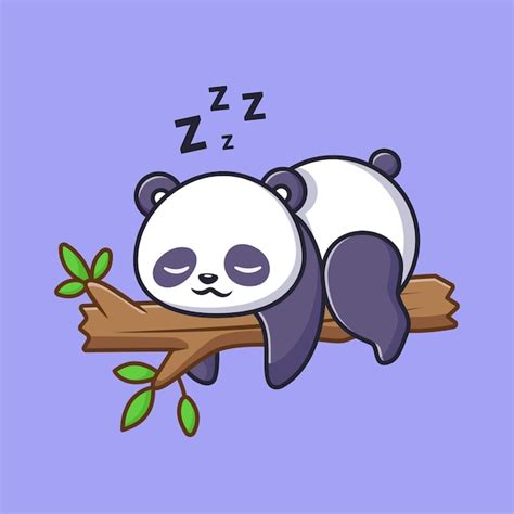 Premium Vector Cute Panda Sleeping On Tree Cartoon Vector Icon