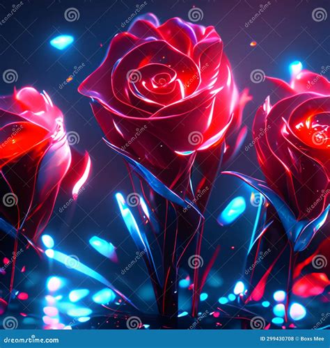 Beautiful Red Roses On A Dark Background 3d Illustration Stock