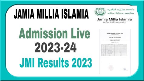 Jamia Millia Islamia Entrance Test Result 2023 24 How To Check Jamia