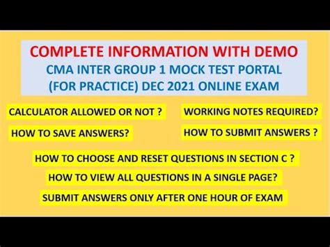 COMPLETE INFORMATION WITH DEMO CMA INTER GROUP 1 MOCK TEST PORTAL FOR