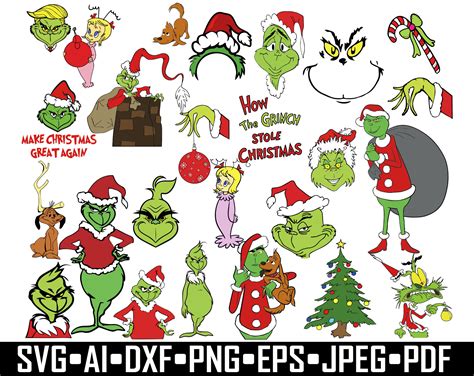 Grinch Gesicht Svg Grinch Svg Bundle Clipart Cricut Digital Etsy