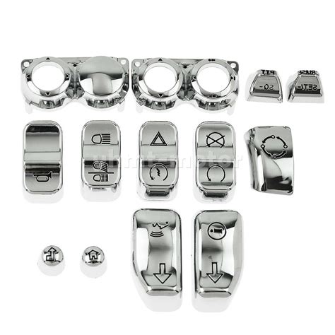 13pcs Chrome Hand Control Switch Housing Button Covers Caps Set Fit For