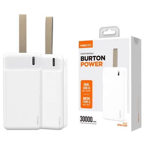 RECCI RPB N38 Power Bank 30000mAh fehér iPon hu