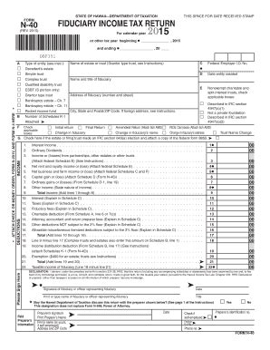 Fillable Online Form N 40 Rev 2015 Fiduciary Income Tax Return