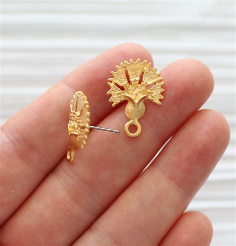 2pc 24k Gold Plated Earrings Stud Set Earring Studs Gold Etsy