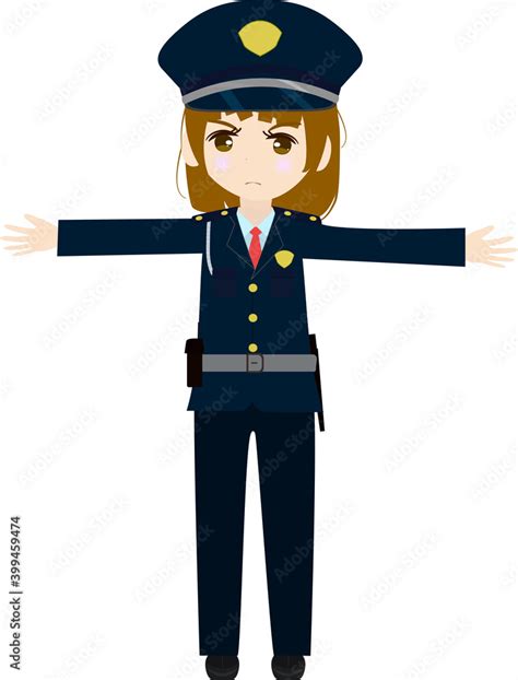 両手を広げる可愛い女の子の警備員のイラスト Stock Vektorgrafik Adobe Stock