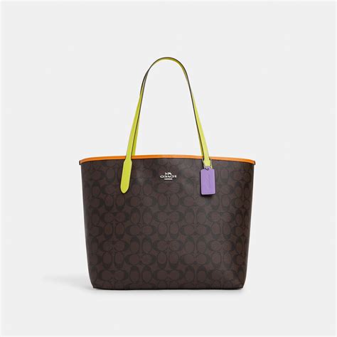 Buy Coach Outlet City Tote In Colorblock Signature Canvas Brown At 70