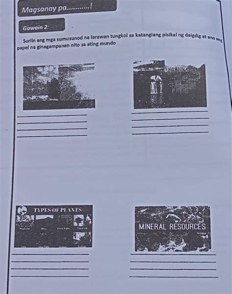 Gawain 2 Surlin Ang Mga Sumusunod Na Larawan Tungkol Sa Katangiang