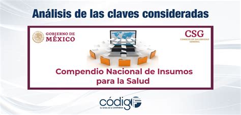 Compendio Nacional De Insumos Para La Salud An Lisis De Las Claves