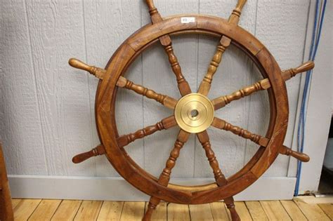 Nautical Wooden Ship Steering Wheel Pirate Decor Wood Brass Fishing