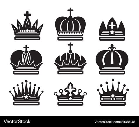 King and queen crown silhouettes Royalty Free Vector Image