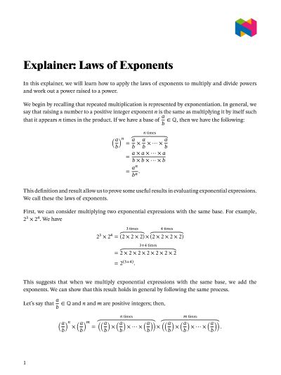 Lesson Laws Of Exponents Nagwa