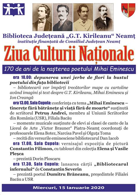 Ziua Culturii Naționale la Biblioteca Județeană Dor de Neamt