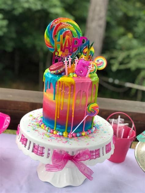 Rainbow Drip Candy Cake