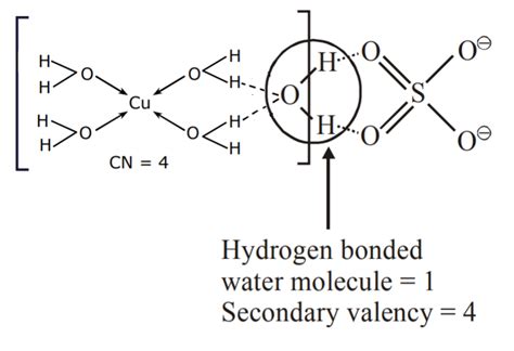 The Secondary Valency And The Number Of Hydrogen Bonded Water Molecule S In Cuso4 5h2o