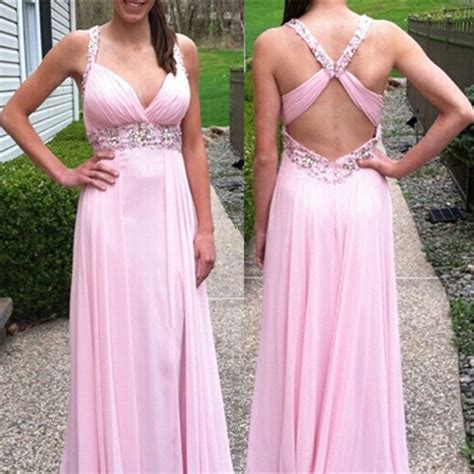 Sexy Long Pink Chiffon Prom Dresses Featuring Ruched Bodice And Beaded Waistline Floor Length