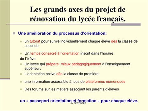 Ppt Les Grands Axes Du Projet De R Novation Du Lyc E Fran Ais