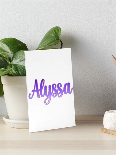 Alyssa Bubble Letter Name Cursive Caligraphy Ombré Violet Lavender