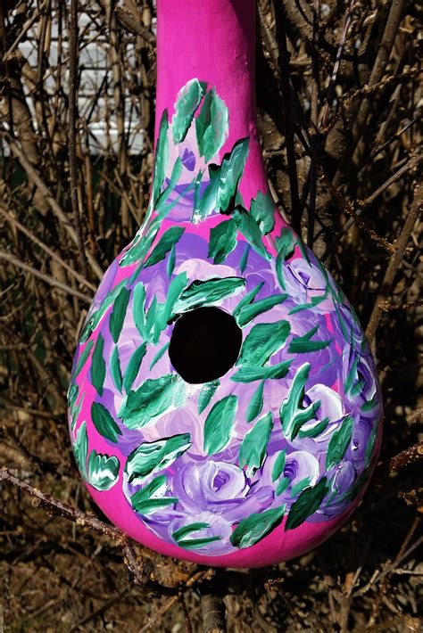 Rosebuds Handpainted Gourd Birdhouse Etsy Gourds Birdhouse Rose