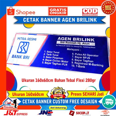 Jual Cetak Banner Agen Brilink Spanduk Backdrop Baliho Free Design Nama