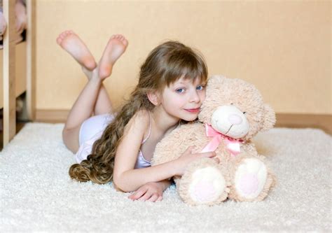 Premium Photo Beautiful Girl Of 8 Years Old With Long Blond Hair And