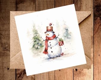 Printable Christmas Card Snowman 05 DIGITAL DOWNLOAD - Etsy