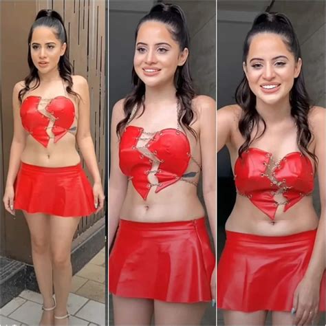 Urfi Javed Flaunts Her Hot Body In A Broken Heart Shaped Latex Top And Short Skirt Netizens