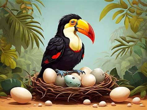 Premium AI Image | Beautiful Toucan sitting on nest of eggs