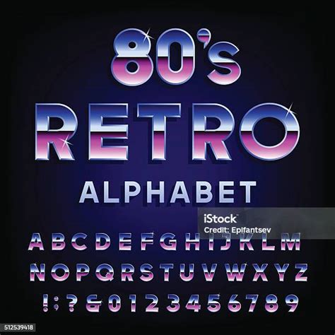 80s Retro Alphabet Vector Font Stock Illustration Download Image Now 1980 1989 Typescript