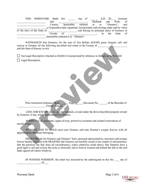 Topeka Kansas Warranty Deed From Husband And Wife To Corporation Us