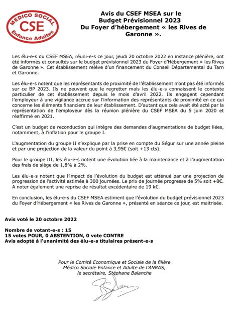 Le Blog De La Cgt De L A N R A S Avis Du Cse Msea Sur Le Bp Du Fh